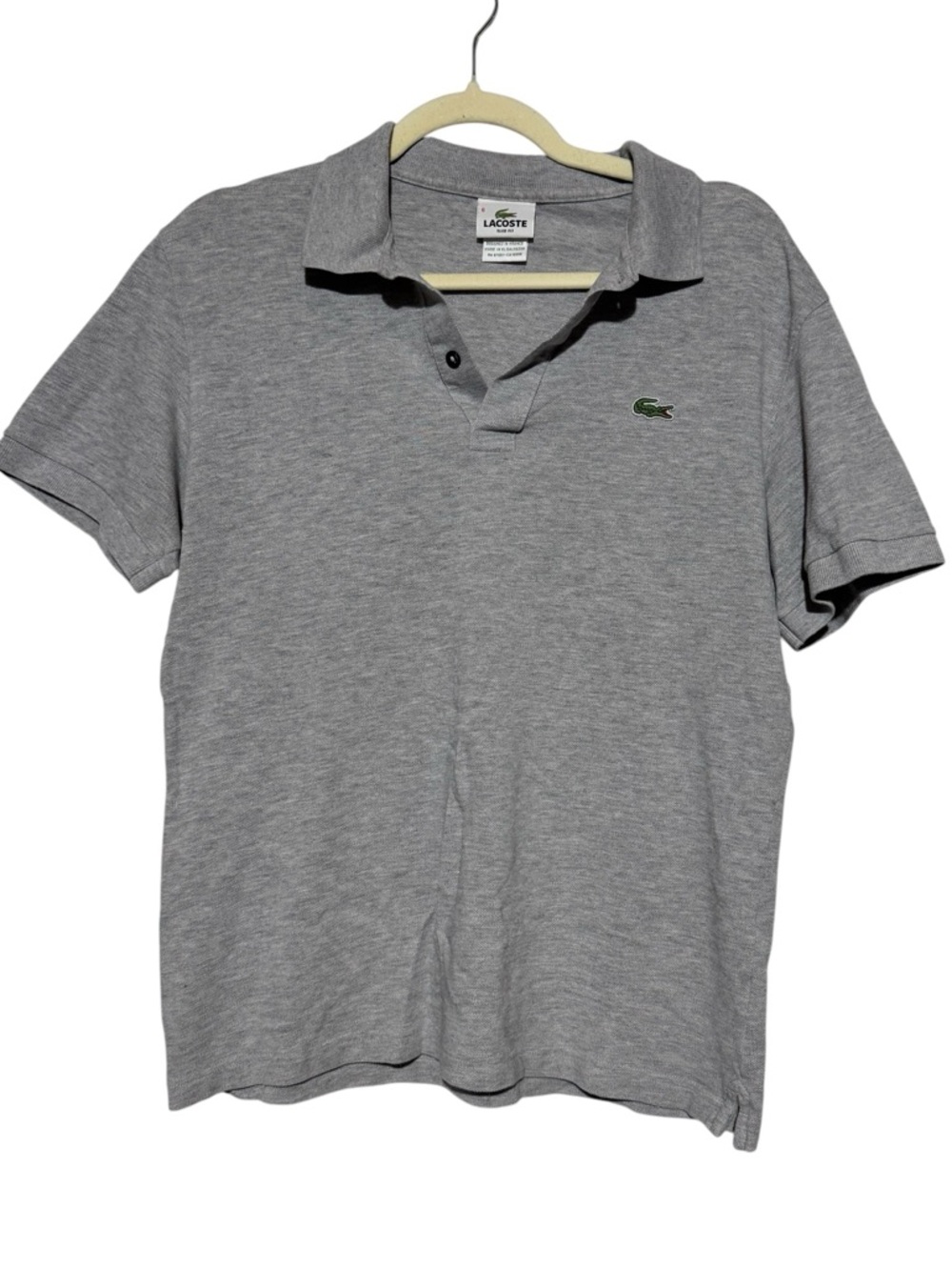 Lacoste Gray Polo Shirt Men Size 6 XL Preppy Golf Classic Chic Basic Neutral